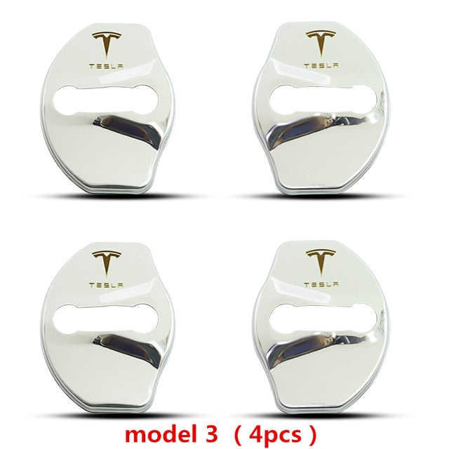 3D Car Door Lock Buckle cover Car stickers Chrome Looking For Tesla Model 3 and Model X