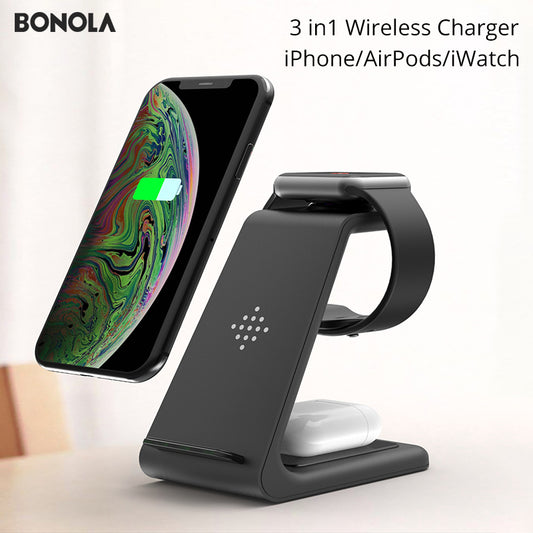 Bonola 3 in1 Wireless Charger For iPhone 11/Xs AirPods Apple Watch 23 Wireless Charging Stand for iWatch iPhone 11Pro/Xr/Xs Max