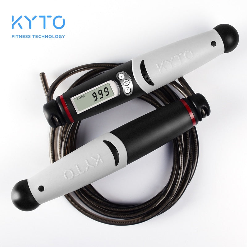 KYTO Jump Rope Digital Counter for Indoor/Outdoor Fitness Training Boxing Adjustable Calorie Skipping Rope Workout for Women,Men